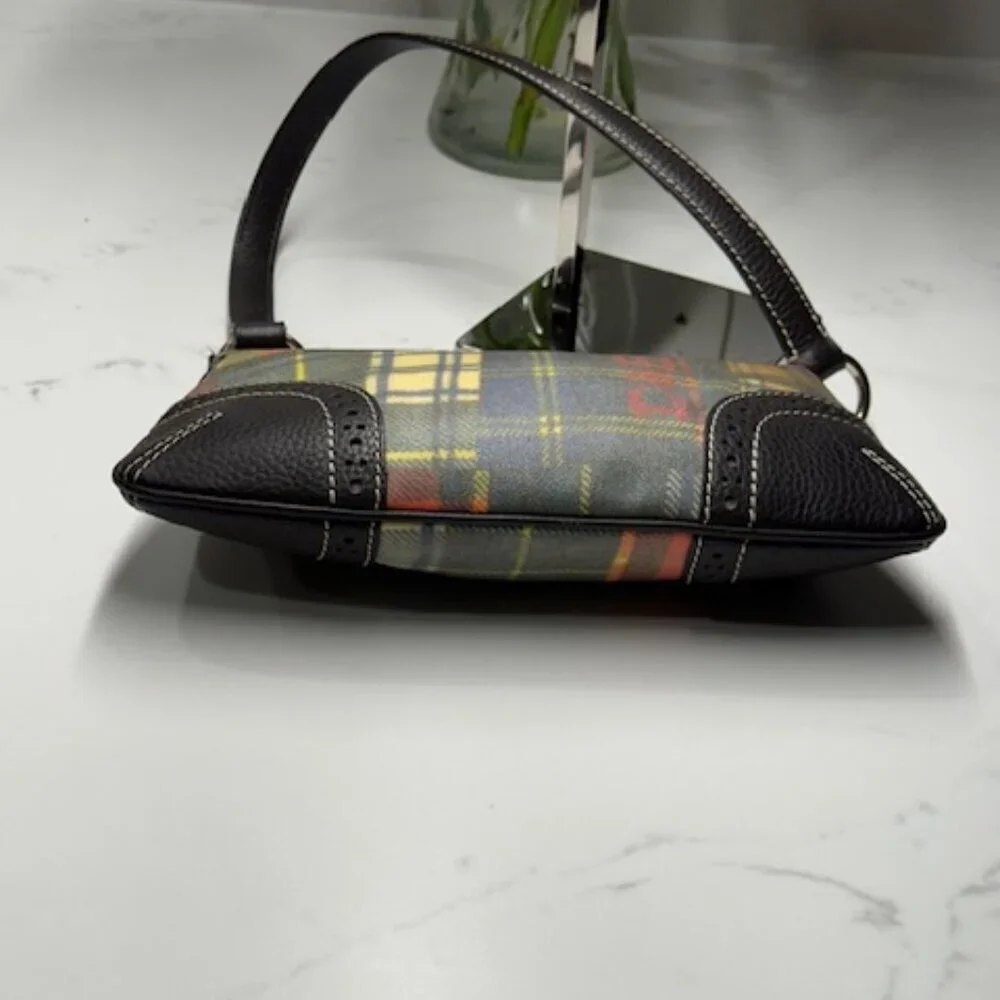 Vintage Dooney & Bourke Lady Bug Plaid Coated Canvas Shoulder Bag/Tote EUC!